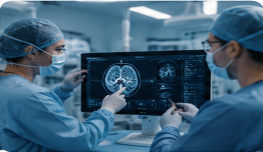 Especialistas en neurociencias revisando estudios